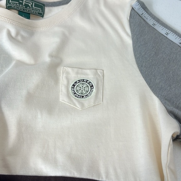 Lauren Ralph Lauren Active Sz Large Vintage Colorblock Tee Snowflake Logo NWT - Picture 11 of 11